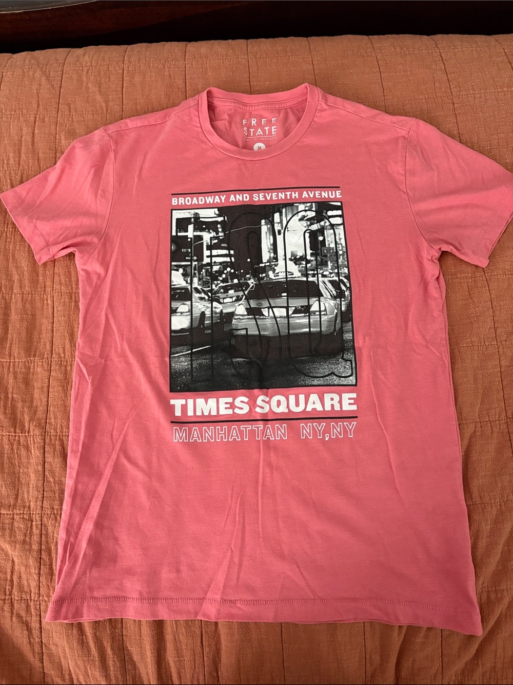 Free State Coral Pink Times Square Graphic Tee - Men